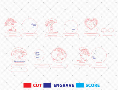 Personalized Romantic Couple Wooden Silhouette Laser Cut File Bundle | Love Tabletop Decor | Anniversary Gift Set | Glowforge, xTool, LightBurn, etc.