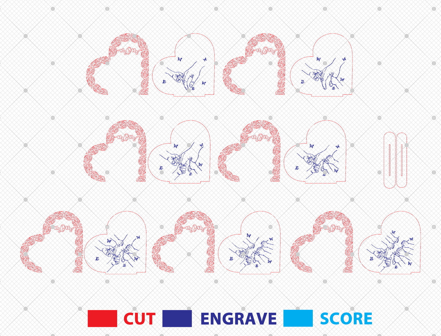Mom Rose Garden Heart Sign SVG Personalized for LightBurn and xTool