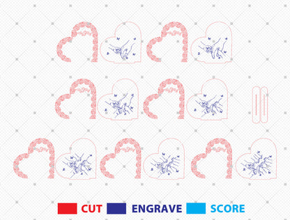 Mom Rose Garden Heart Sign SVG Personalized for LightBurn and xTool