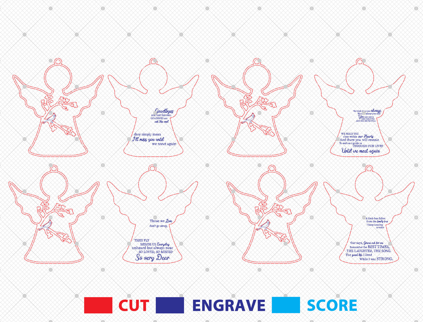 Angel Memorial Ornament SVG Laser Cut File Bundle