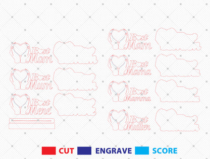 Best Mother Photo Frame Laser Cut File| Personalized Mom Name Decor | Heart Hands Wooden Sign | Glowforge, xTool, LightBurn etc.