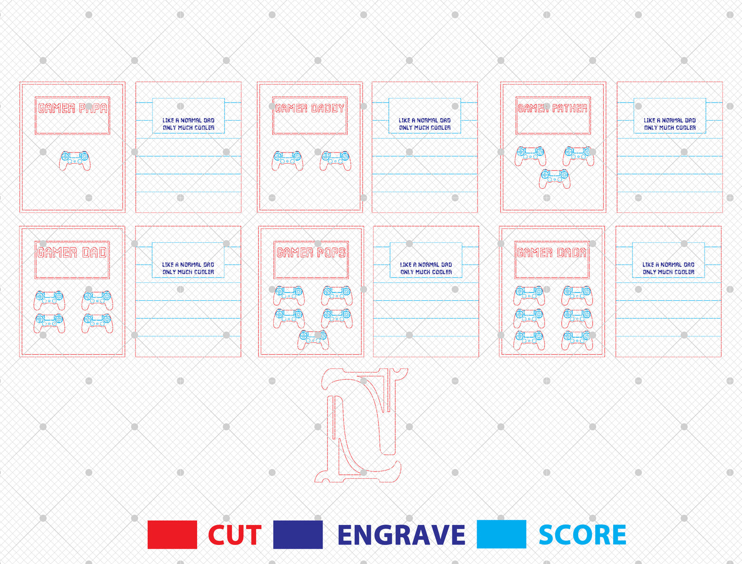 Gamer Dad Father’s Day Laser Cut File | Gaming Dad Tabletop Sign | Fun Wooden Decor | Glowforge, xTool, LightBurn, etc.