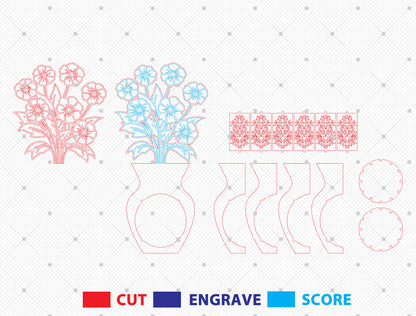 Purple Flower Lantern SVG Spring Candle Holder Laser Cut File for Glowforge and xTool