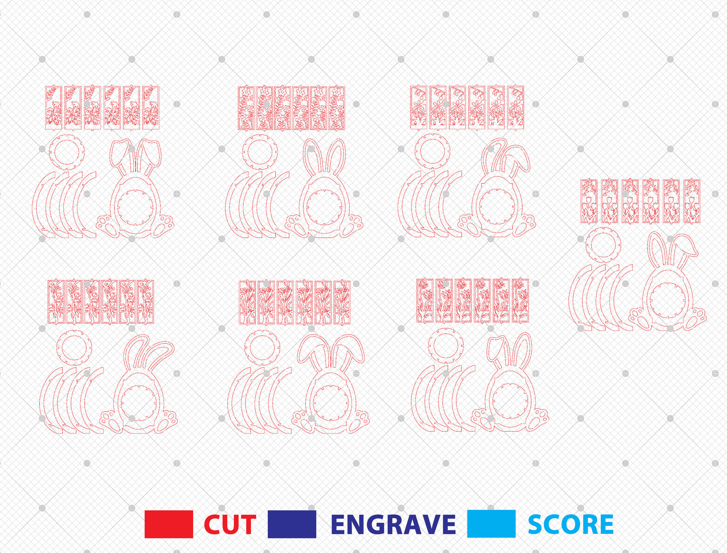 Easter Bunny Lantern SVG Bundle Rabbit Egg 7 Designs for Glowforge and xTool