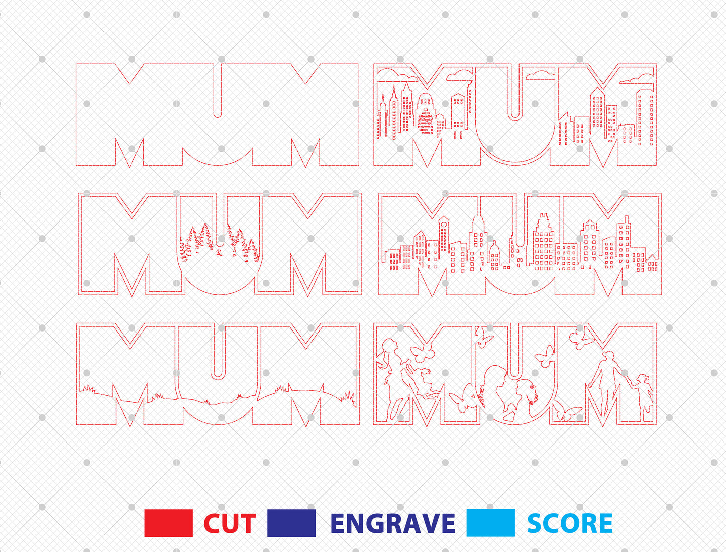 MOM Multilayer Family Sign SVG for Glowforge and xTool