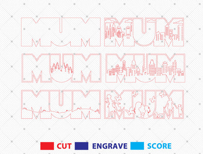 MOM Multilayer Family Sign SVG for Glowforge and xTool