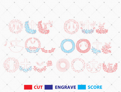 Multilayer Christian Easter Wreath SVG Bundle 6 Designs for LightBurn and xTool