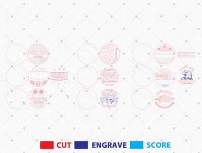 America 250 Round Sign SVG Bundle for Glowforge and xTool