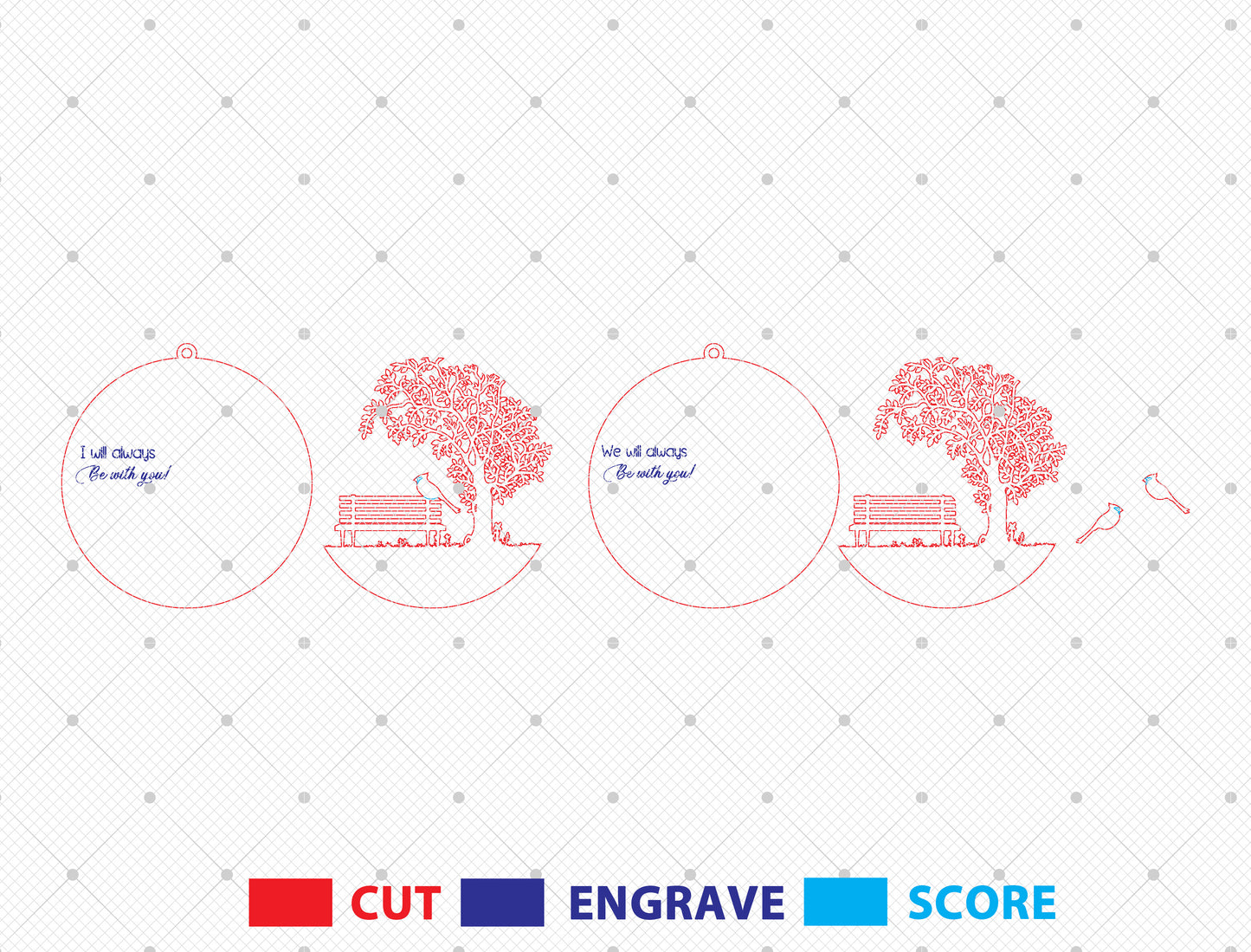 Memorial Bench Ornament SVG for Glowforge and LightBurn