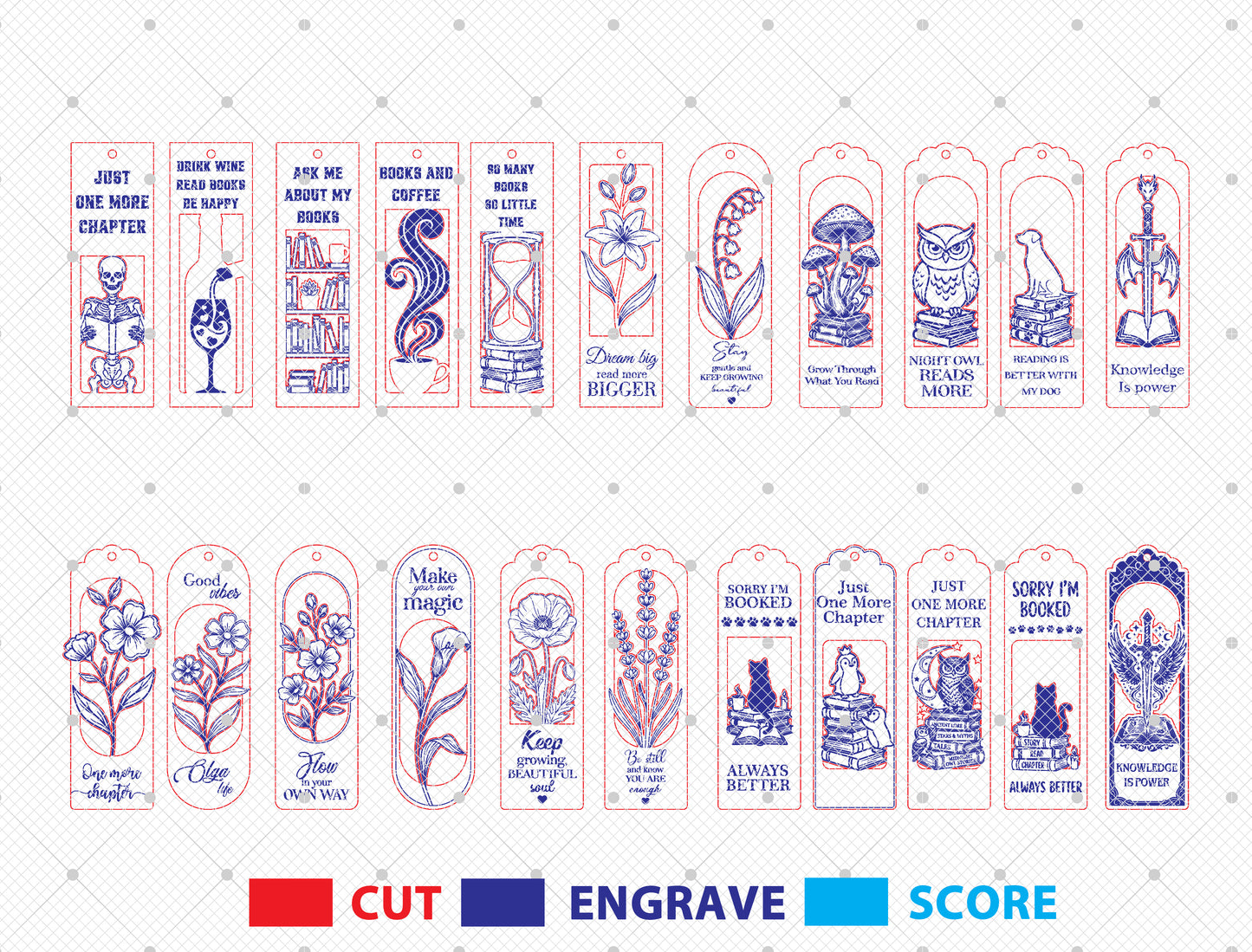 Bookmark SVG Bundle Laser Cut File for Glowforge and LightBurn