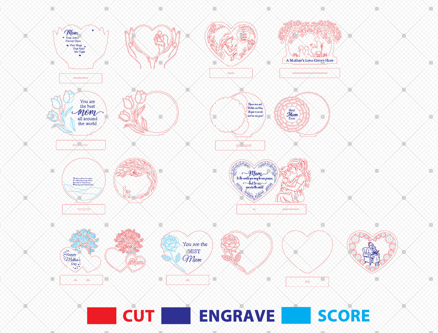 Mother's Day Wooden Sign SVG Bundle Mixed Designs for xTool