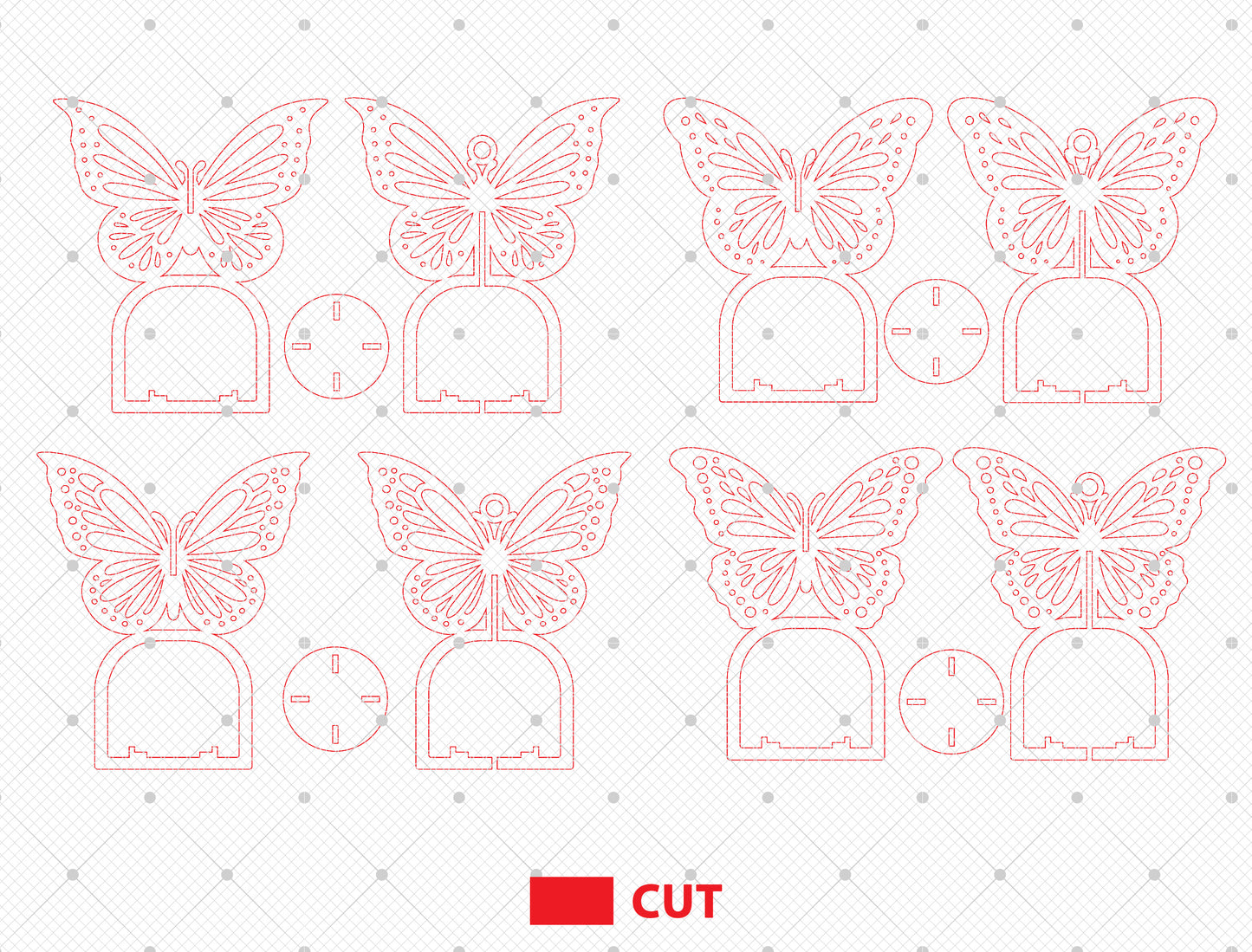Hanging Butterfly Candle Holder SVG Bundle Laser Cut File for Glowforge and LightBurn