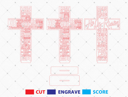 Christian Cross Faith Quote Tabletop Sign SVG Bundle for LightBurn and xTool