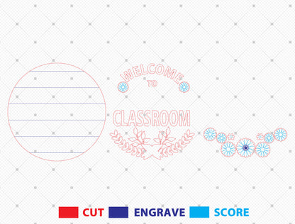 Personalized Floral Classroom Door Sign SVG Laser Cut File for Glowforge