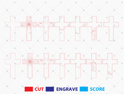 Multilayer Cross SVG Bundle 7 Layer Jesus Crucifix 2 Designs for Glowforge