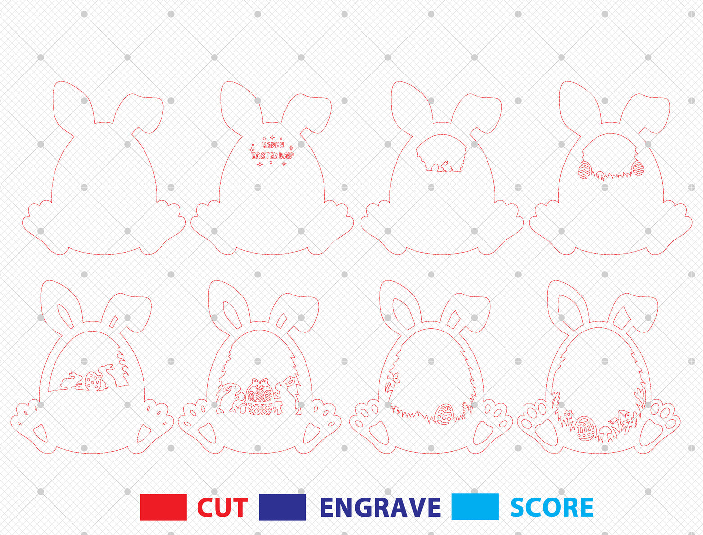 Multilayer Bunny Happy Easter SVG Rabbit Egg Scene for Glowforge and xTool