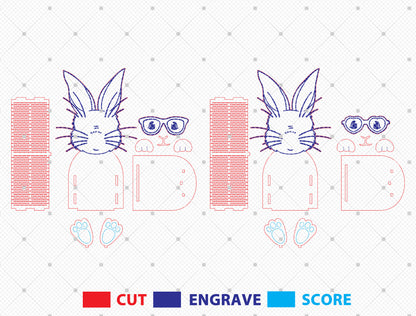 Bunny Basket SVG Bundle Cute Rabbit Egg Holder Glasses for Glowforge
