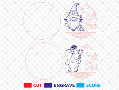Trick or Treat Halloween Door Hanger SVG Set for Glowforge xTool LightBurn 2 Designs
