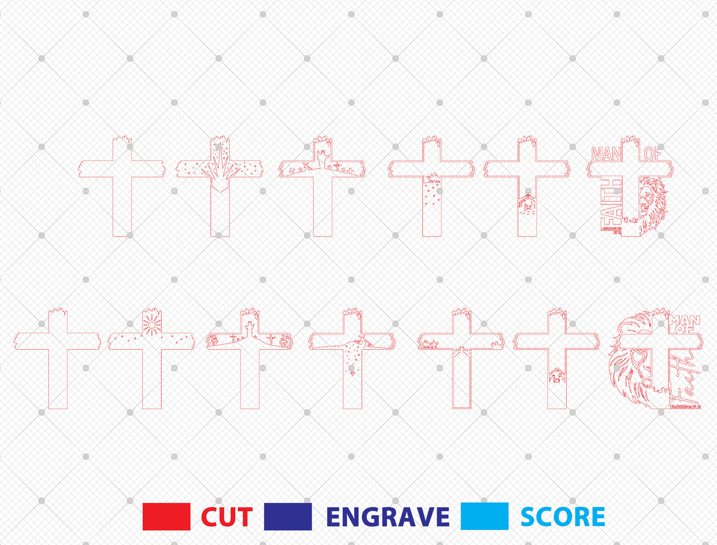 Man of God Son of Man Multilayer Cross SVG Bundle for Glowforge and xTool