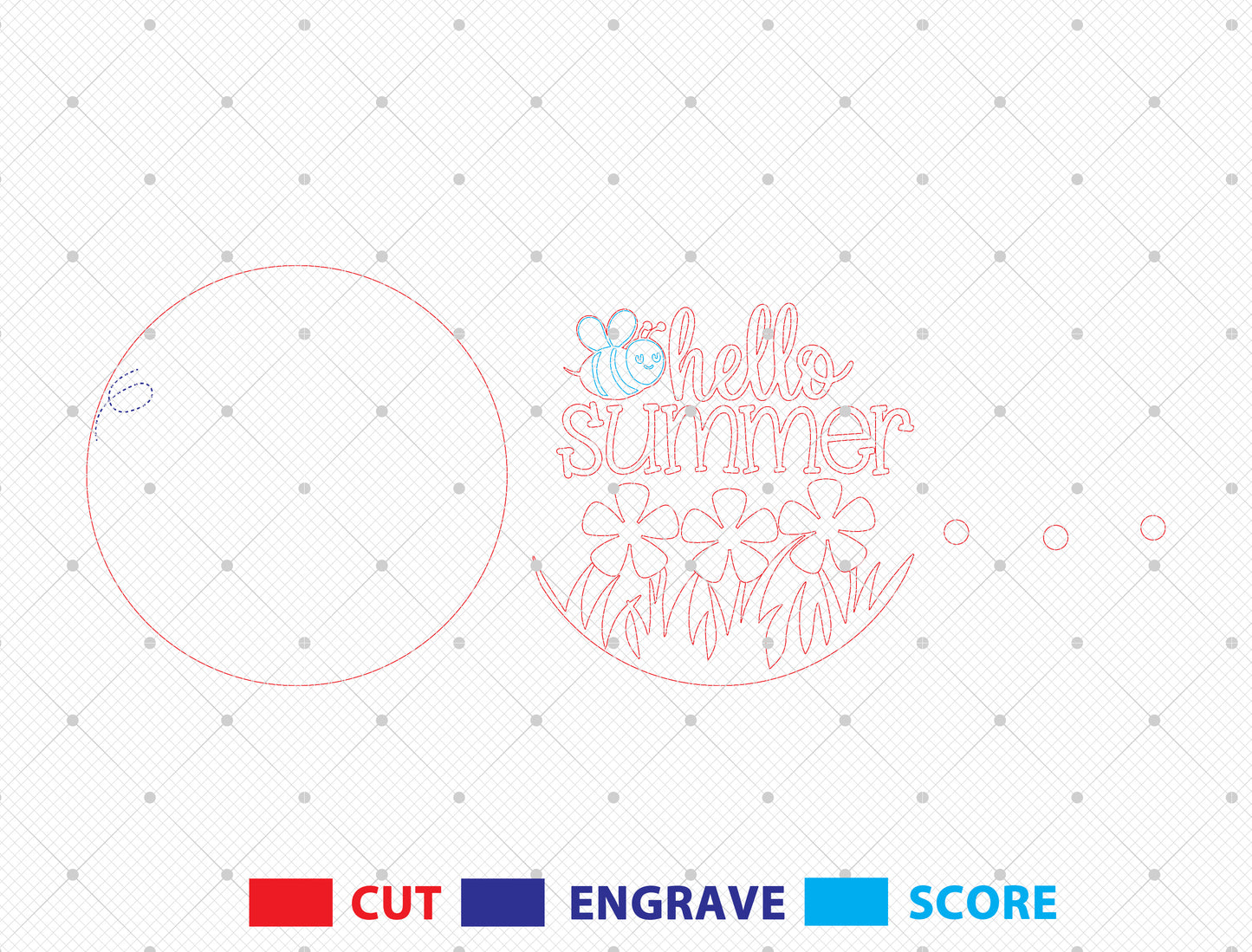 “Hello Summer” Bee Flower SVG Door Sign for Glowforge