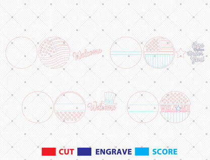 Patriotic Welcome Door Sign SVG for Glowforge, xTool, or LightBurn