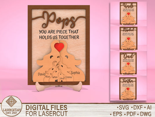 "You Are The Piece That Holds Us Together" Puzzle SVG for Glowforge