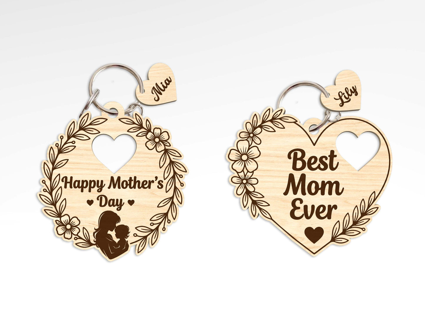 Mother's Day Keychain Gift SVG Bundle Laser Cut File for Glowforge and xTool