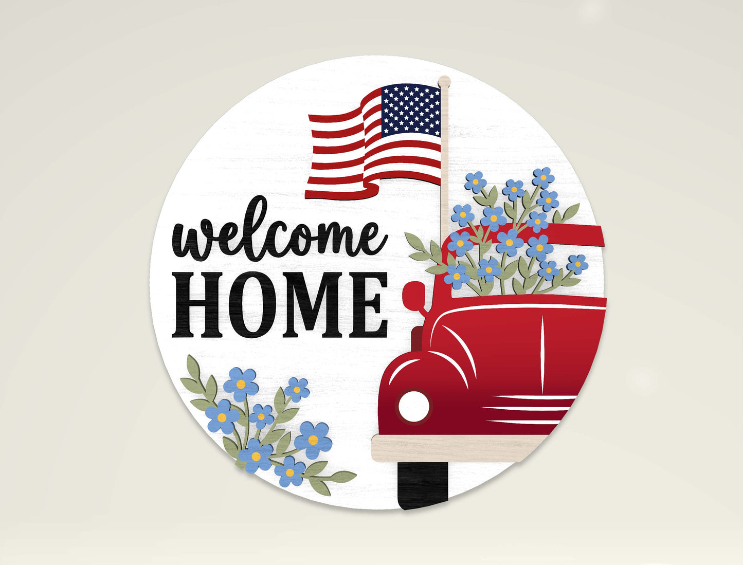 Patriotic Round Sign SVG Bundle Laser Cut File for Glowforge