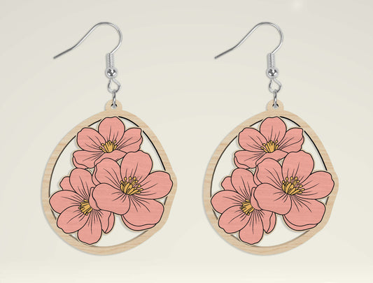 Floral Wooden Dangle Earrings SVG Bundle | Teardrop Arch Circle Flower Earrings Set | Laser Cut File