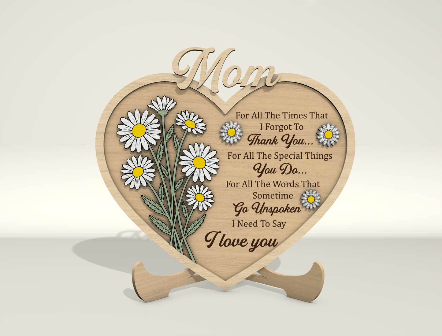 Mother Heart Sign SVG Bundle Floral Mom Gift Laser Cut File for LightBurn and Glowforge