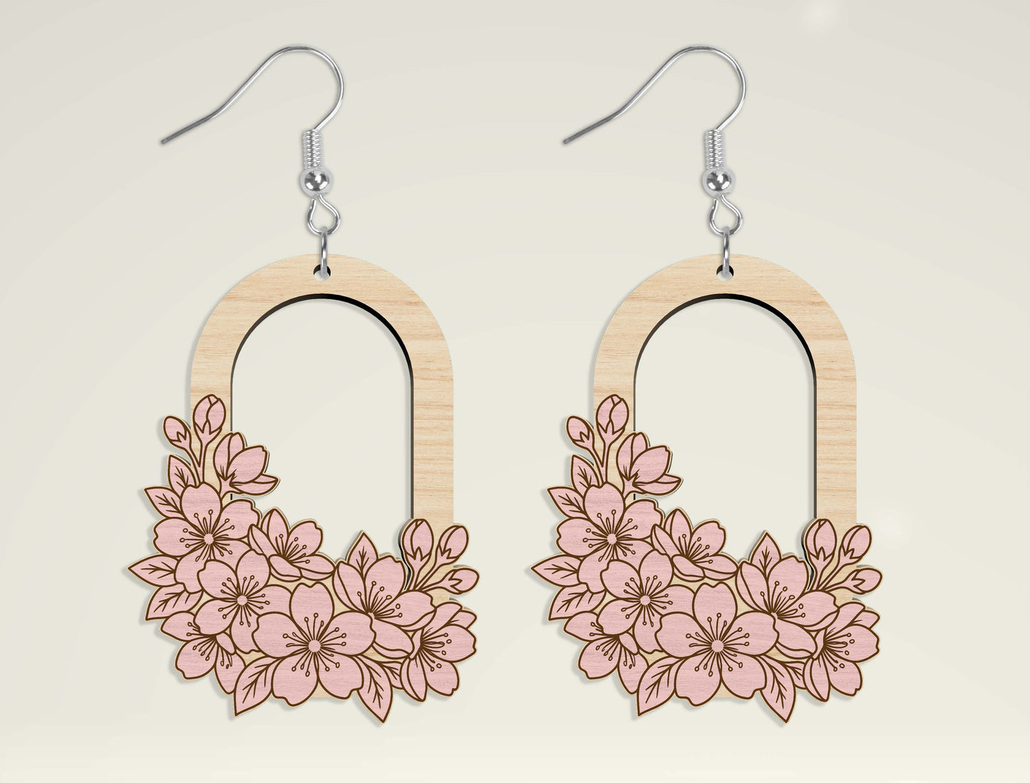 Teardrop Wooden Floral Dangle Earrings SVG Bundle for Glowforge and xTool