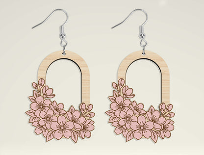 Teardrop Wooden Floral Dangle Earrings SVG Bundle for Glowforge and xTool