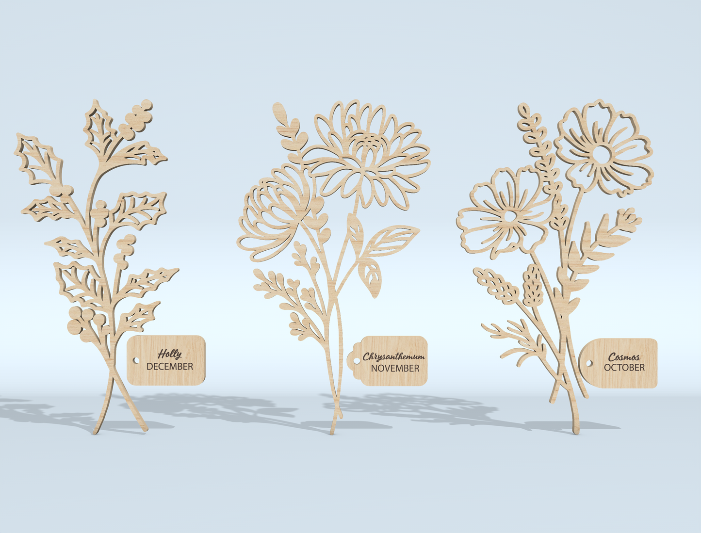 Floral Bouquet Holder SVG Bundle Mother Teacher Gift Laser Cut File for Glowforge and xTool