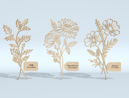 Floral Bouquet Holder SVG Bundle Mother Teacher Gift Laser Cut File for Glowforge and xTool