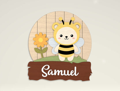 Personalized Cute Animal Name Sign SVG for Glowforge and LightBurn