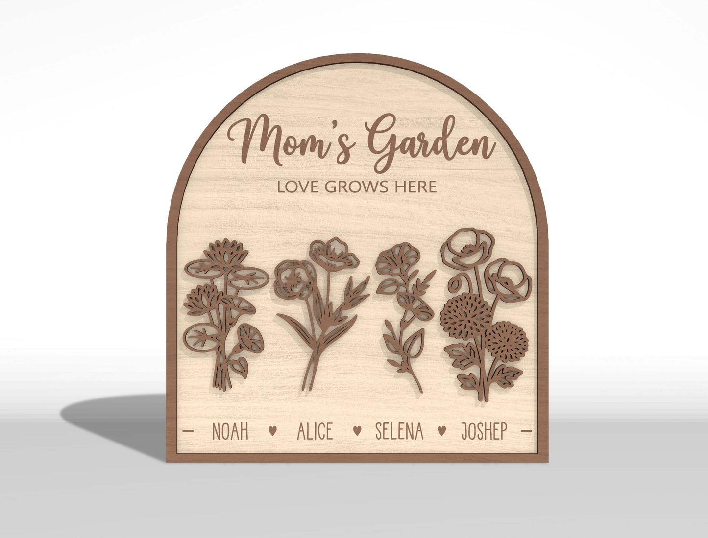 Personalized Mom Garden Custom Family Name Flower SVG for xTool and LightBurn