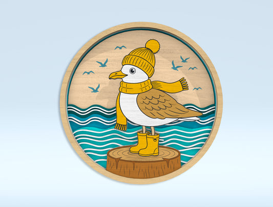Multilayer Coastal Animal SVG Bundle Laser Cut File for LightBurn