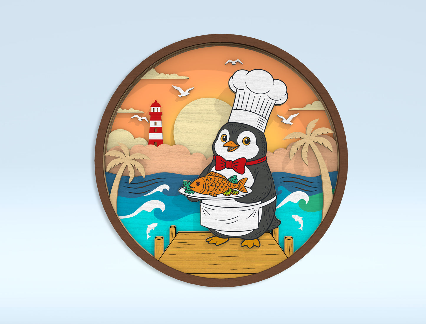 Multilayer Coastal Animal SVG Bundle Laser Cut File for LightBurn