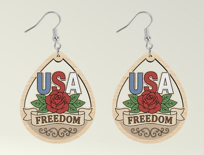 Patriotic Teardrop Earring SVG Bundle Laser Cut File for Glowforge
