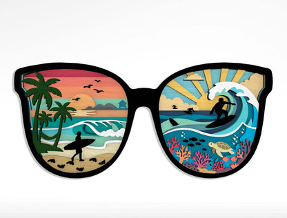 Summer Beach Laser Cut File Bundle for Glowforge xTool LightBurn 12 Multilayer Tropical SVG Designs