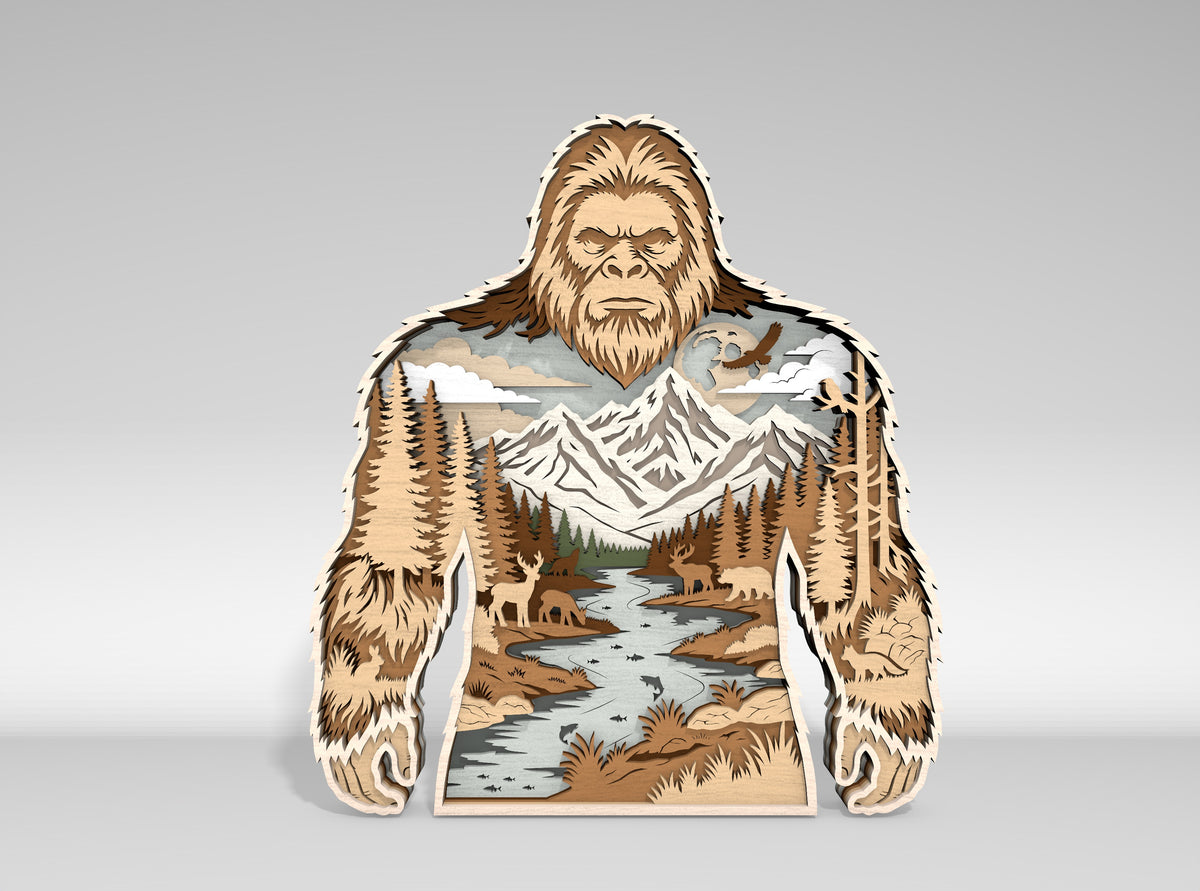 Bigfoot SVG Bundle Layered Forest Sasquatch Laser Cut Designs