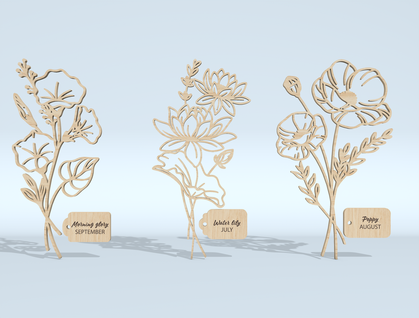 Floral Bouquet Holder SVG Bundle Mother Teacher Gift Laser Cut File for Glowforge and xTool