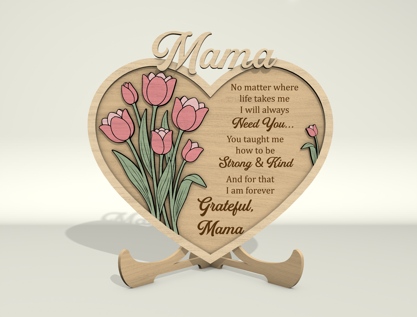 Mother Heart Sign SVG Bundle Floral Mom Gift Laser Cut File for LightBurn and Glowforge