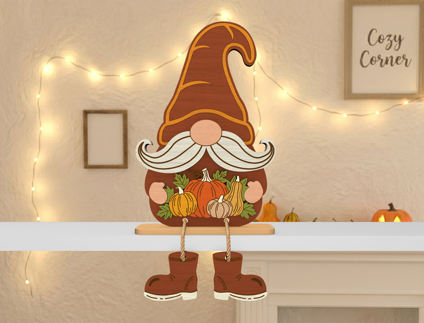 Fall Gnome Shelf Sitter SVG Bundle for Glowforge xTool LightBurn 10 Designs