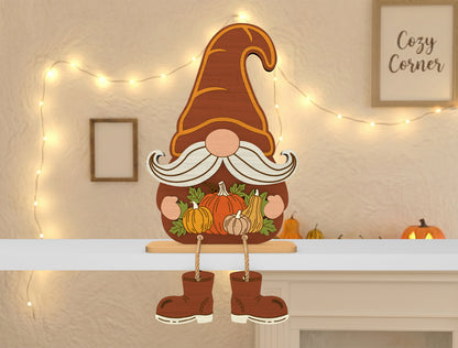 Fall Gnome Shelf Sitter SVG Bundle for Glowforge xTool LightBurn 10 Designs