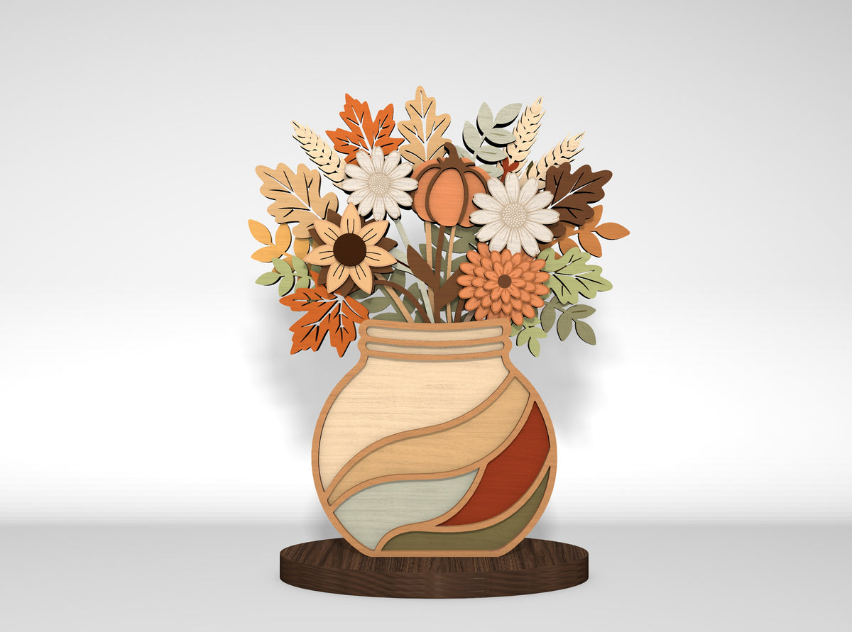 Fall Flower Vase SVG Bundle Glowforge xTool LightBurn