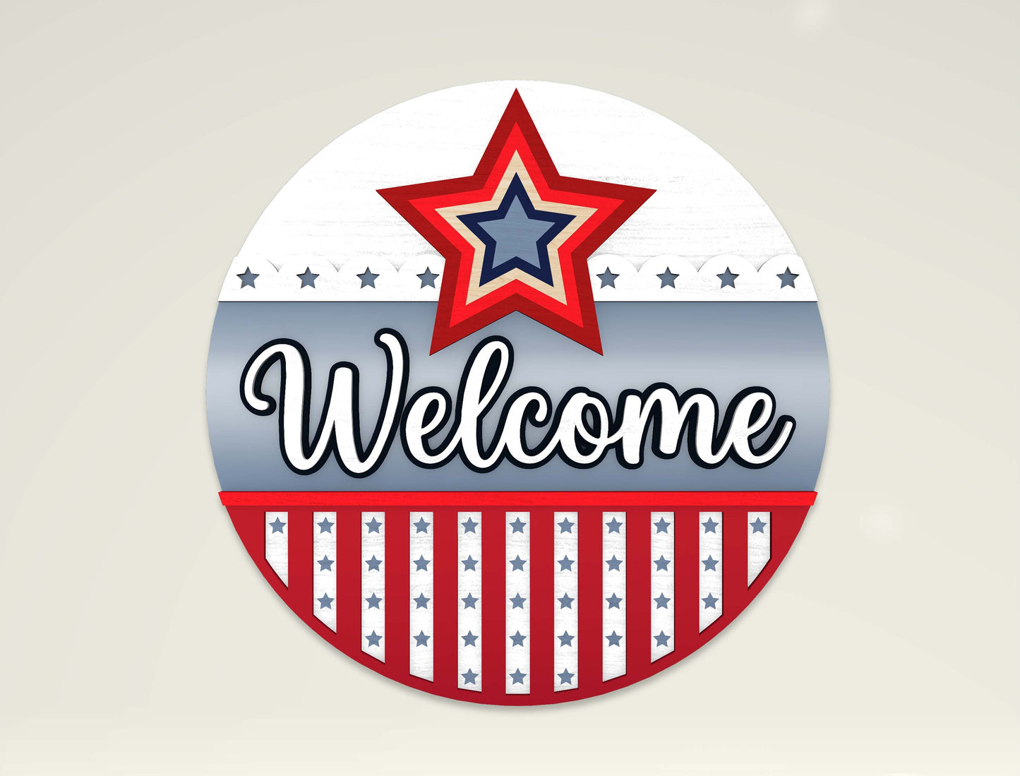 Patriotic Round Sign SVG Bundle Laser Cut File for Glowforge