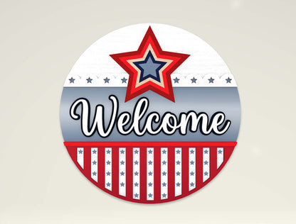 Patriotic Round Sign SVG Bundle Laser Cut File for Glowforge