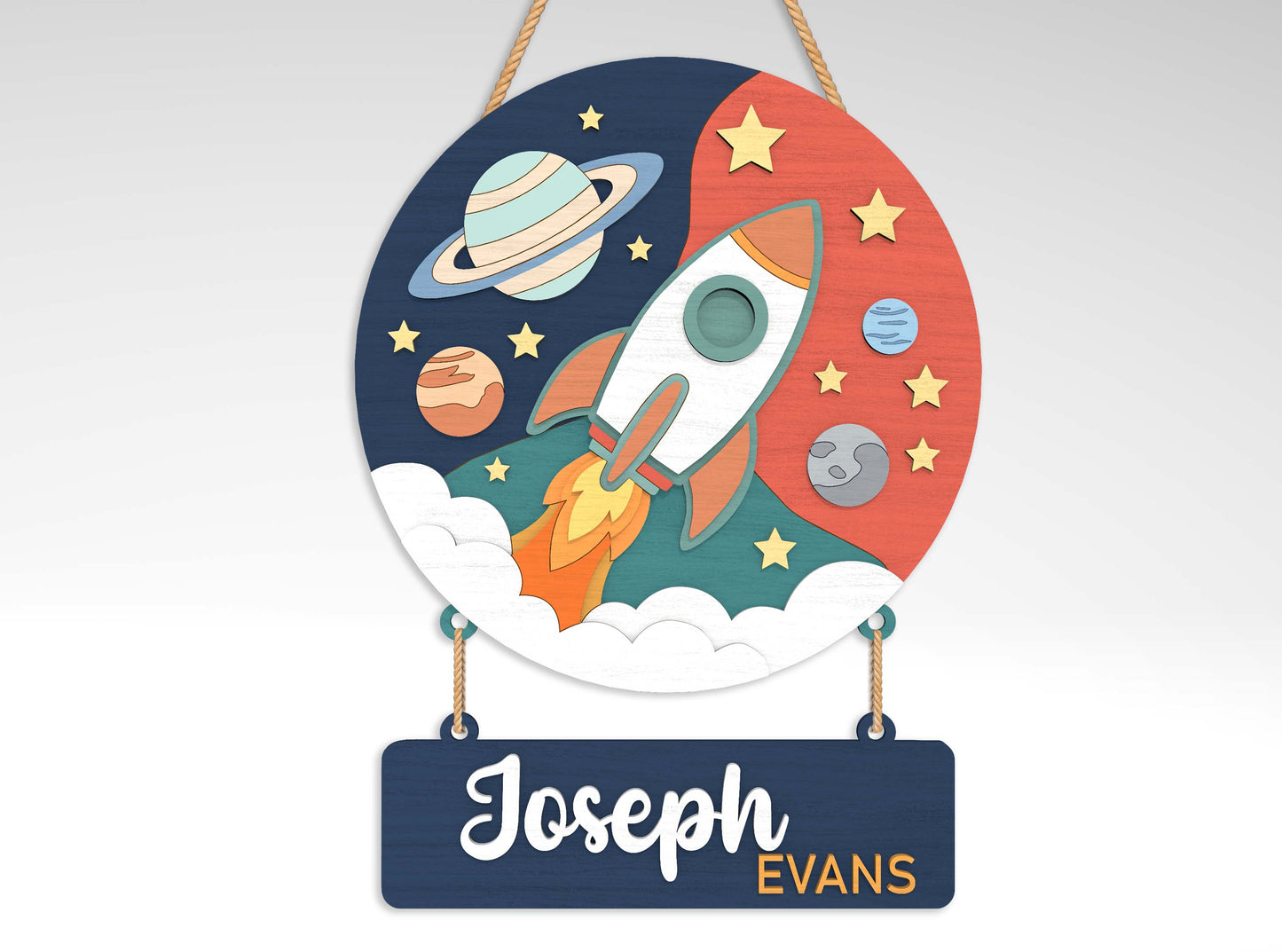Personalized Space Nursery Sign SVG for Glowforge and LightBurn