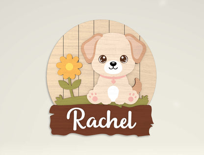 Personalized Cute Animal Name Sign SVG for Glowforge and LightBurn